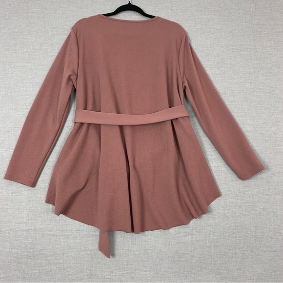 Shein Top Removable Front Tie Belt Womens Sz XL Long Back Sleeve Flowy - Picture 3 of 9